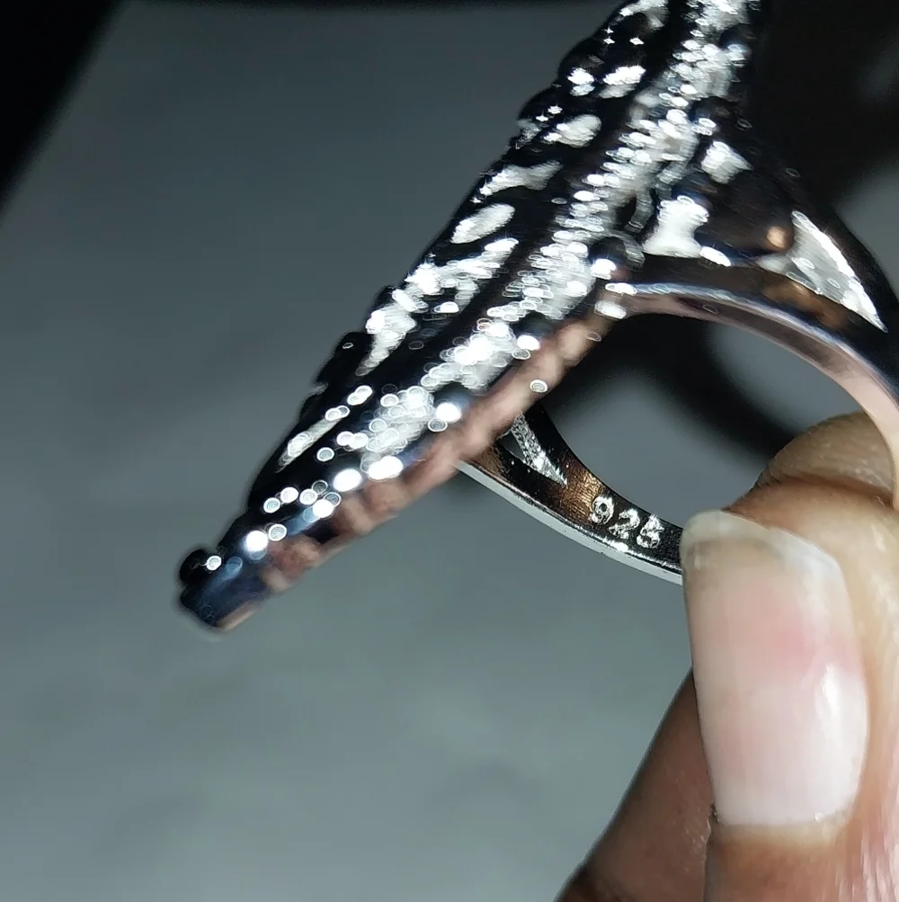 Elegant Sterling Silver Floral Ring Sz 10